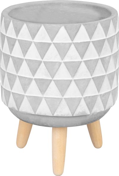 Decoration MagicHome, Flower pot with mosaic, white/grey, cement, 13x13x12 cm