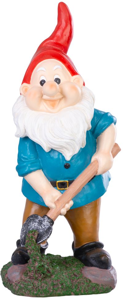 Decoration MagicHome, Dwarf with spade, polyresin, 13,5x13x31 cm