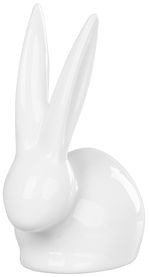 Dísz MagicHome, Nyuszi hosszú fülekkel, fehér, porcelán, húsvéti, 10,1x6,5x13,1 cm
