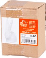 Dekoráció MagicHome, Nyuszi hosszú fülekkel, húsvéti, fehér, 10,1x6,5x13,1 cm