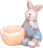 Decoration MagicHome, Rabbit, blue, terracotta, Easter, 12x7x10.5 cm