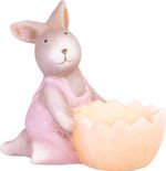 Decoration MagicHome, Rabbit, pink, terracotta, Easter, 12x7x10.5 cm