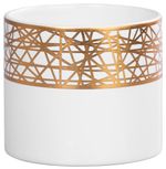 Decoration MagicHome, flower pot with gold ornament, white, dolomite, 16,8x16,8x14,7 cm