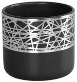 Decoration MagicHome, flower pot with silver ornament, black, dolomite, 16,8x16,8x14,7 cm