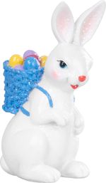Decoration MagicHome, Rabbit with blue basket, easter, polyresin, 6x4,7x10,5 cm