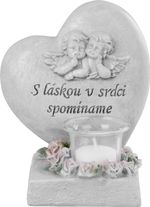 Decoration MagicHome, Heart with Little Angels, polyresin, for grave, 15.5x12x17.5 cm