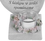 Dekoráció MagicHome, Szív angyalkákkal, polirezin, sírhoz, 15,5x12x17,5 cm