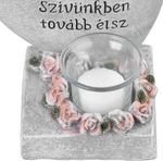 Dekoráció MagicHome, Szív angyalkákkal, polirezin, sírhoz, 15,5x12x17,5 cm