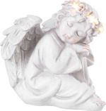 Decoration MagicHome, Sitting Angel, LED, polyresin, for grave, 15x15x14.5 cm