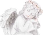 Decoration MagicHome, Sitting Angel, LED, polyresin, for grave, 15x15x14.5 cm