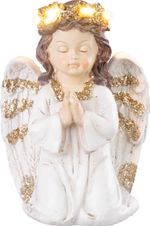 Dekorácia MagicHome, Anjel modliaci, LED, polyresin, na hrob, 11,5x7,5x15,5 cm