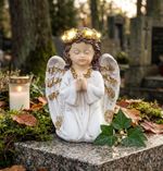 Decoration MagicHome, Praying Angel, LED, polyresin, for grave, 11.5x7.5x15.5 cm