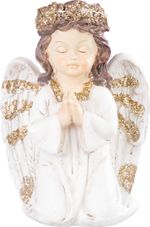 Dekorácia MagicHome, Anjel modliaci, LED, polyresin, na hrob, 11,5x7,5x15,5 cm