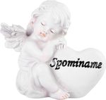 Decoration MagicHome, Angel with Heart, polyresin, for grave, 11x7.9x10.1 cm