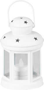 Lantern MagicHome Christmas, white, with warm white LED candle, 10x15/20 cm, flickering flame