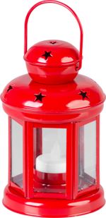Lantern MagicHome Christmas, red, with warm white LED candle, 10x15/20 cm