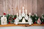 Candle Holder MagicHome Christmas, 6x LED warm white, 2xAA, indoor, 32x5x30.5 cm