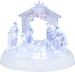 Decoration MagicHome Christmas, Nativity Scene, 7x LED, 3xAAA, acrylic, 19.5x14x17.5 cm