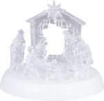 Decoration MagicHome Christmas, Nativity Scene, 7x LED, 3xAAA, acrylic, 19.5x14x17.5 cm