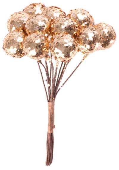 Ág MagicHome Karácsony, berries, arany, 9 cm