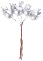 Ág MagicHome Karácsony, csipkebogyók, ezüst, 13 cm