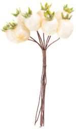 Branch MagicHome Christmas, rose hips, white, 13 cm