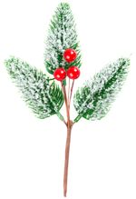 Branch MagicHome Christmas, natural, with berries, frosted, 18 cm