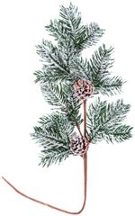 Branch MagicHome Christmas, natural, with cones, frosted, 63 cm