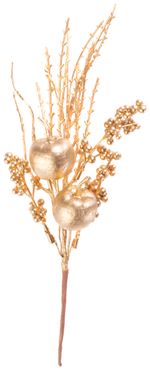 Branch MagicHome Christmas, with apples and berries, gold, 30 cm
