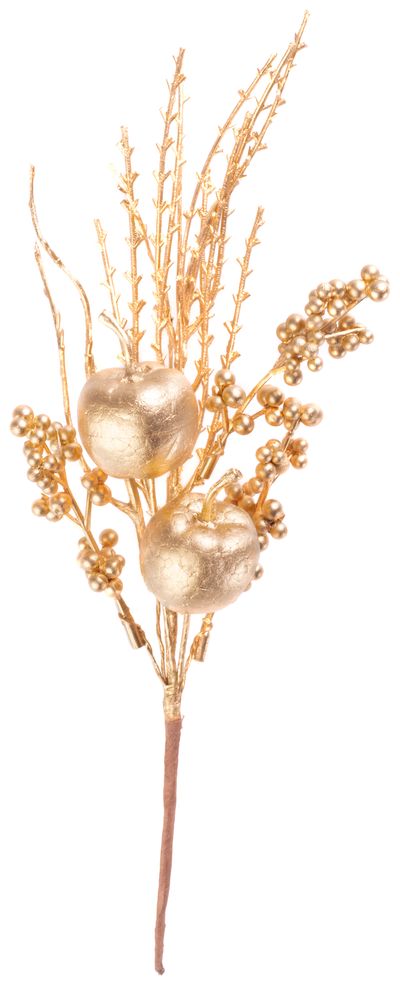 Ág MagicHome Karácsony, almákkal és bogyókkal, arany, 30 cm