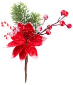 Branch MagicHome Christmas, with flower and berries, frosted, 20 cm