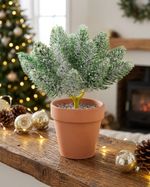 Decoration MagicHome Christmas, Twigs in a pot, snow-covered, 20 cm
