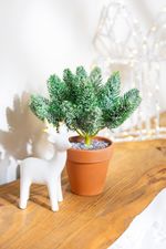 Decoration MagicHome Christmas, Twigs in a pot, snow-covered, 20 cm