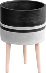 Flowerpot MagicHome, light/dark grey, cement, with legs, 22x22x31 cm