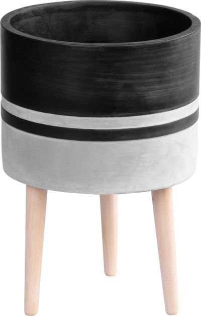 Flowerpot MagicHome, light/dark grey, cement, with legs, 22x22x31 cm