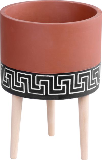 Flowerpot MagicHome, with mosaic, cement, terracotta, with legs, 22x22x31 cm
