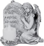 Decoration MagicHome, Angel with Candle, LED, polyresin, for grave, 12x8x12 cm