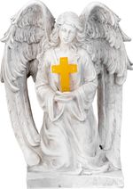 Dekorácia MagicHome, Anjel s krížom, LED, polyresin, na hrob, solar, 23,5x19,5x30,5 cm