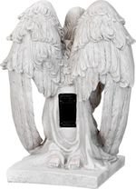 Decoration MagicHome, Angel with Cross, LED, polyresin, for grave, solar, 23.5x19.5x30.5 cm