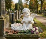 Decoration MagicHome, Little Angel with Book, polyresin, for grave, 11.5x7.5x9.5 cm