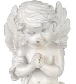 Decoration MagicHome, Praying Little Angel on Book, LED, polyresin, for grave, 11.5x7.5x13.5 cm
