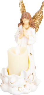 Decoration MagicHome, Angel with Candle, LED, polyresin, for grave, 10.5x14x20 cm