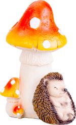 Decoration MagicHome Nature, Hedgehog under a mushroom, polyresin, 13.3x11x19.2 cm