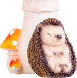 Decoration MagicHome Nature, Hedgehog under a mushroom, polyresin, 13.3x11x19.2 cm