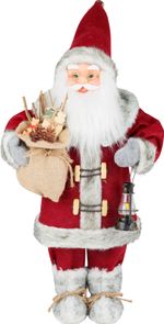 Dekoráció MagicHome Vianoce, Mikulás lámpással, piros, 46 cm