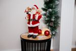 Dekoráció MagicHome Vianoce, Mikulás ajándékokkal és macival, piros, 30 cm