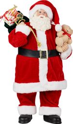 Dekoráció MagicHome Karácsony, Mikulás ajándékokkal és macival, piros, 46 cm