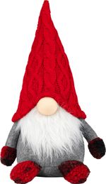Figure MagicHome Christmas, Gnome with short legs, fabric, red-grey, 23x16x36 cm