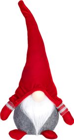 Figure MagicHome Christmas, Gnome with short legs, fabric, red-grey, 15x9x33 cm