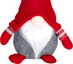 Figure MagicHome Christmas, Gnome with short legs, fabric, red-grey, 15x9x33 cm